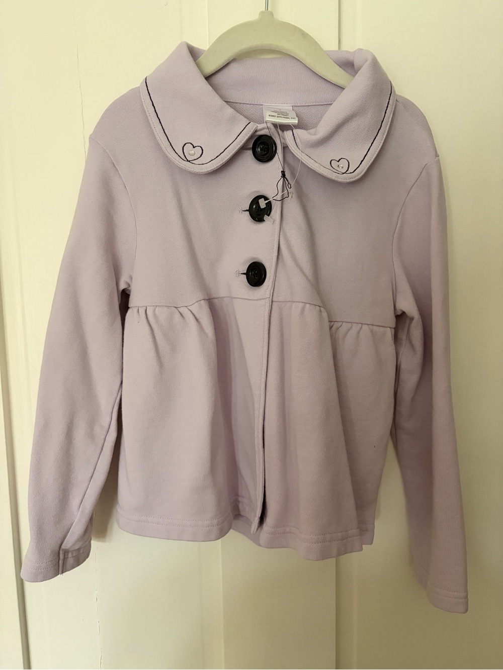 Toddler Girl's Light Lavender Button-Front Jacket with Peter Pan Collar
